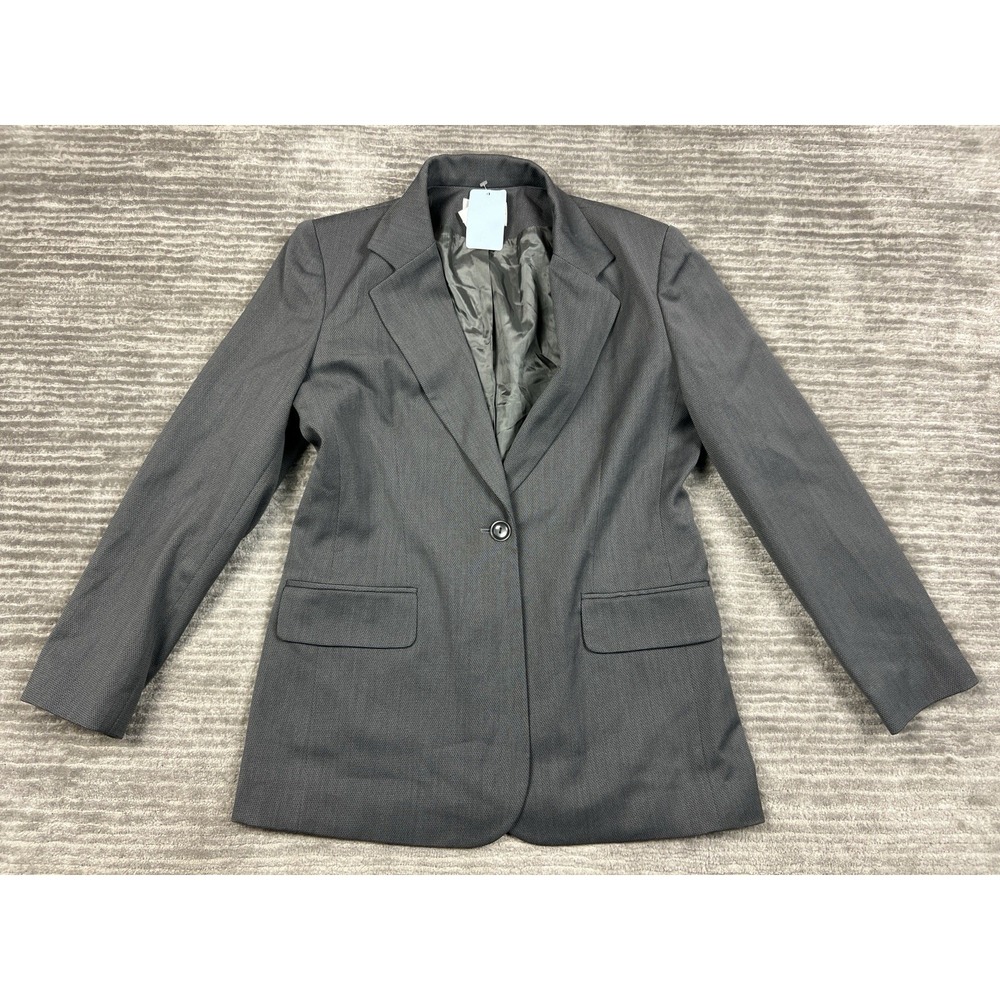 Vintage‎ Worthington Blazer Womens 8 Gray Wool Blend Traveler Plus